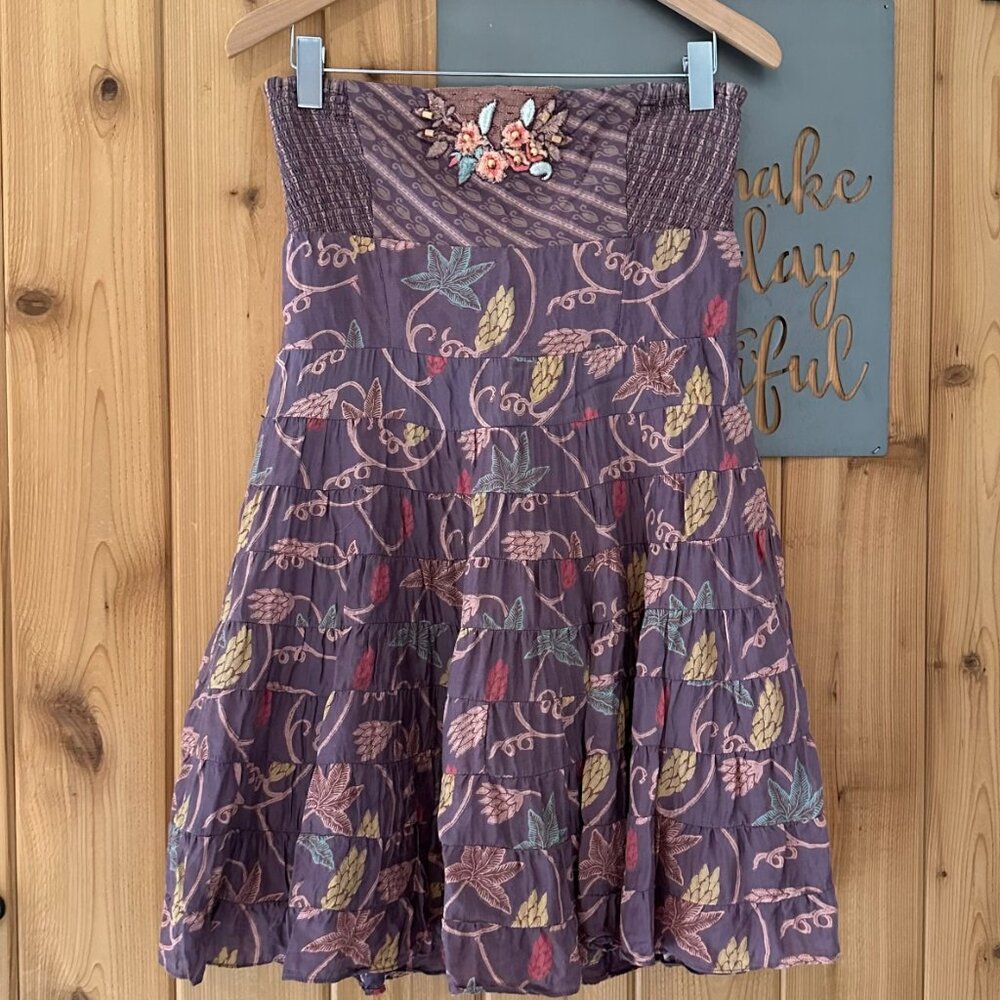 Free People Size 10 Floral Strapless Embellished Sun Dress